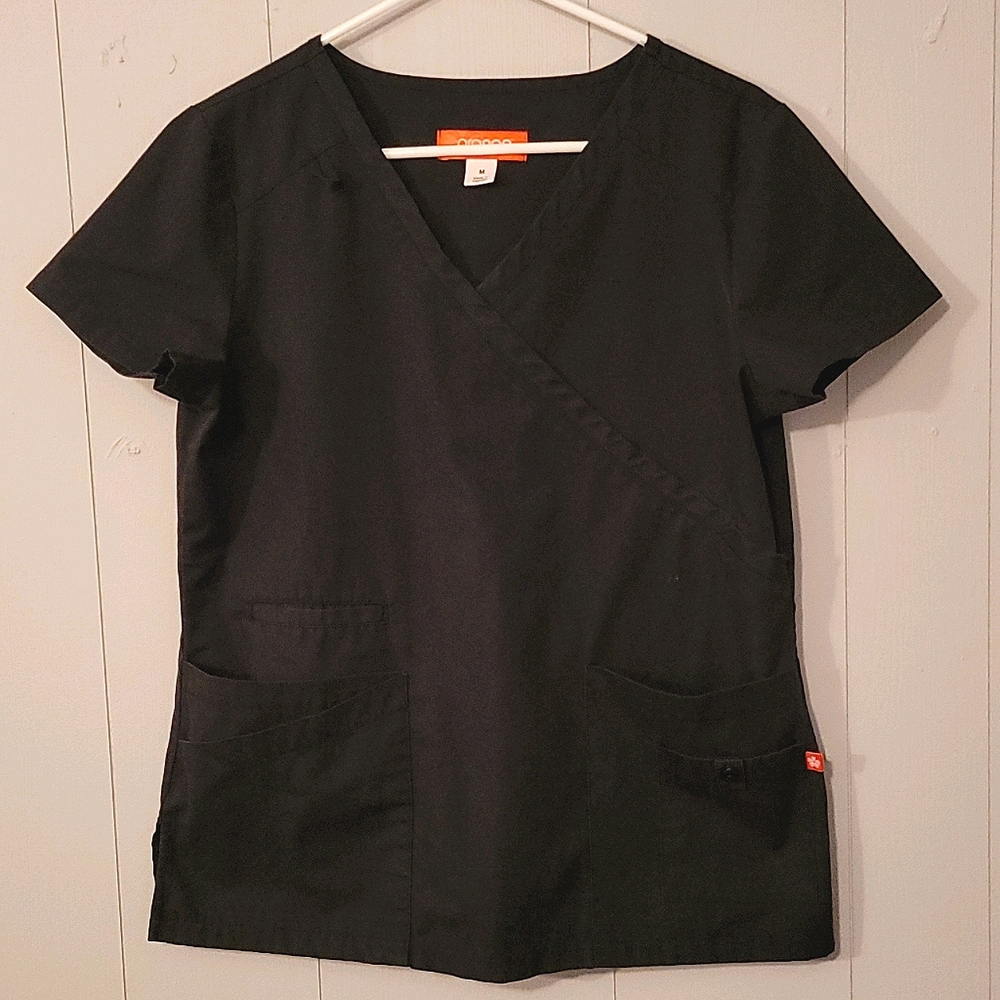🌴 Orange Standard Brand Black Scrub Top 🖤